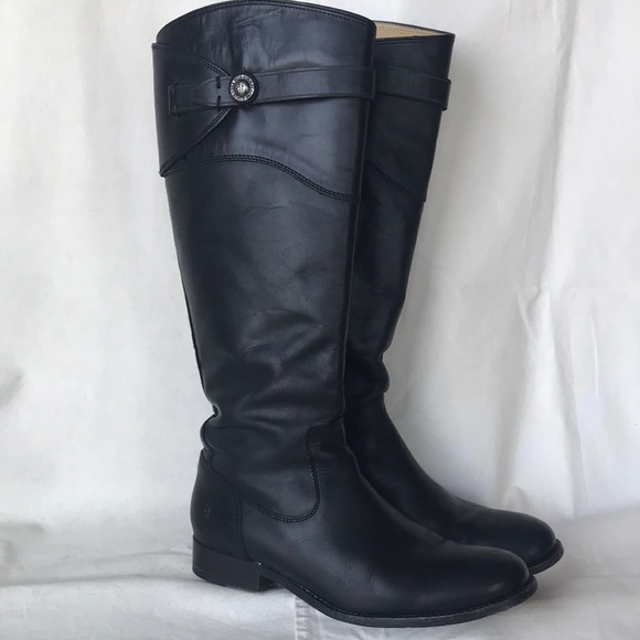 SALE- FRYE -Molly Button Tall- Black Extended Riding Boots 7.5 Medium - Picture 1 of 12